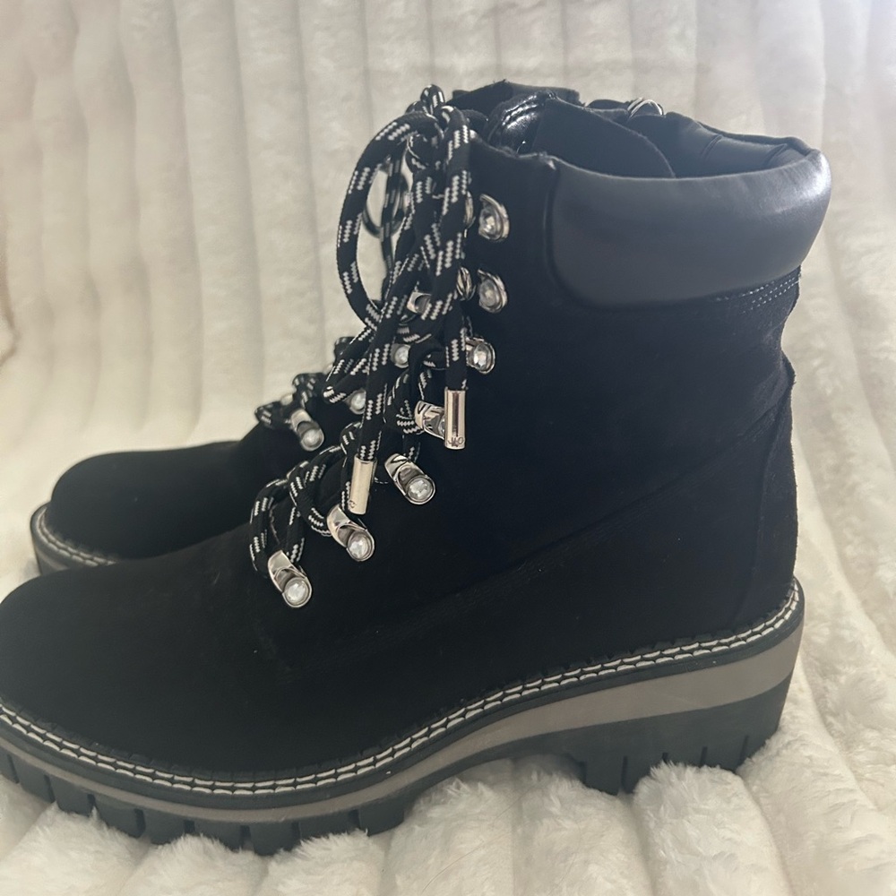 Jennifer Lopez Black Combat Boots with Silver Accents - Picture 3 of 6